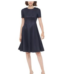 Calvin Klein size 10 suede feel Midnight Blue Short Sleeve Dress